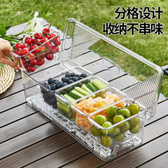 5区画サラダ収納ボックス 食品グレード アウトドアパーティー ピクニック用 分割アイスボックス 家庭用プラスチック冷蔵庫保存ボックス