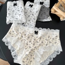 9350法式蕾丝边印花奶乎乎女士内裤软绵绵无束缚不卡不勒纯棉裆