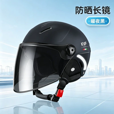 Motosiklet kaskı (dəbilqə) | half helmet, suitable for all - 376-black-brown-long-mirror-ear-protection