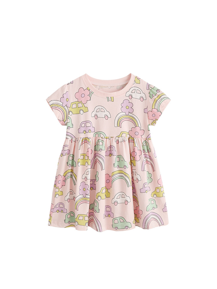 Malwee transfronterizo vestido de verano para niños nuevos niños europeos y estadounidenses cuello redondo mangas cortas vestido de princesa de chicas image 6