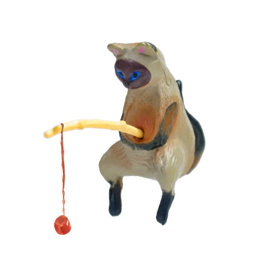 Explosions Xiao Mao Fishing Small Fish Tank Decoration Landscape Ancient Method Fish Tank Edge Ornaments Fishing Cat Good Weather Crazy Rush