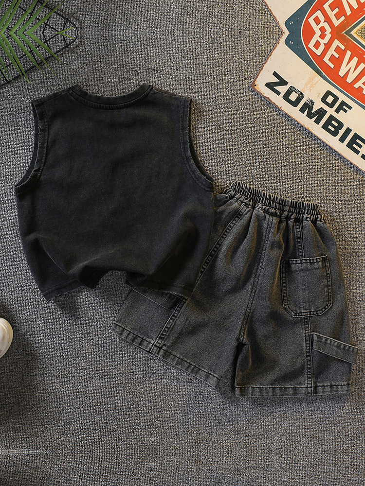 Conjunto de Verano para Niños 7339, Nuevo Conjunto de Dos Piezas con Chaleco Elegante para Niños 2026, Ropa de Verano sin Mangas, Fresca y Moderna