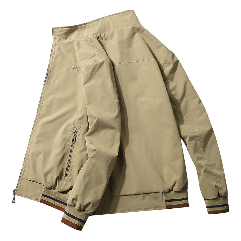 Chaqueta de primavera y otoño de los hombres nueva capa de doble cara de los hombres de moda collar de pie chaqueta casual ropa de otoño de los hombres