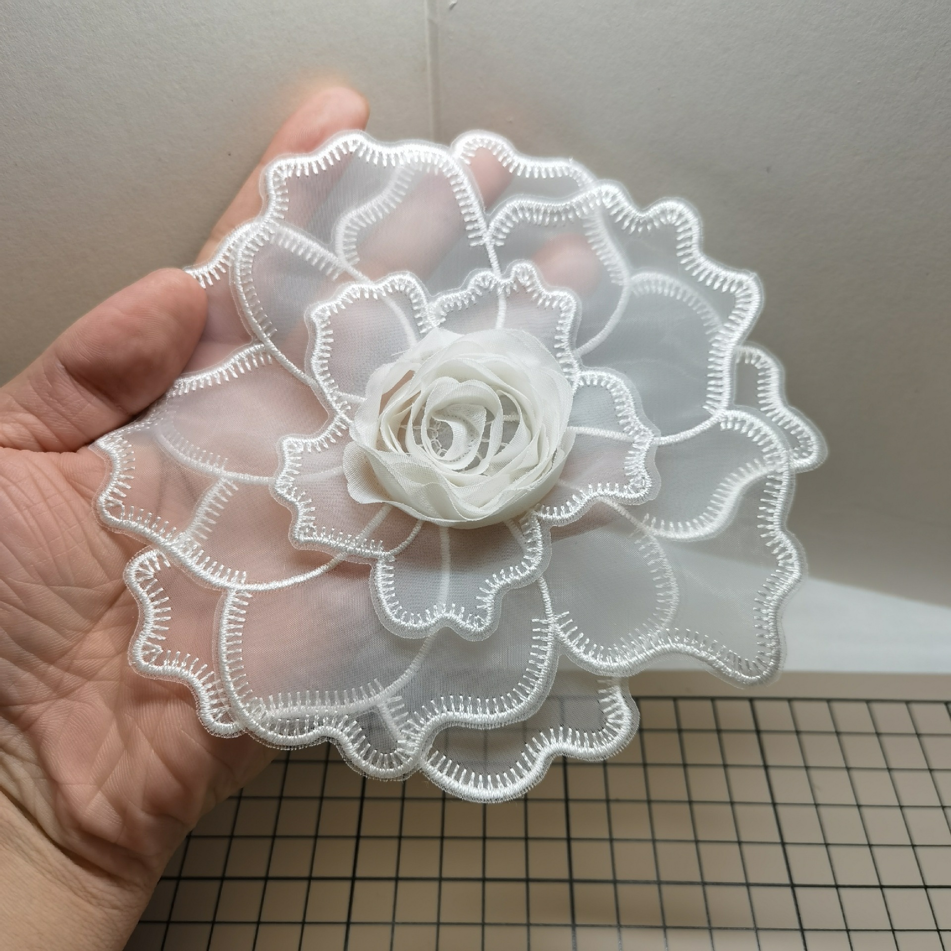 多层立体卷花电脑刺绣布贴服装辅料蕾丝雪纺婚纱裙子装饰花朵补丁|ru