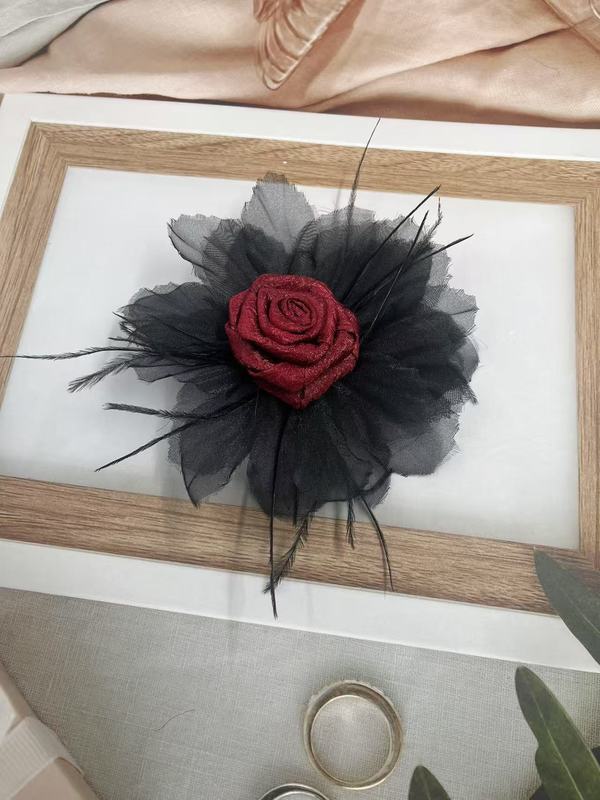 Caro同款烤边布艺花朵9cm立体烧边花朵diy发饰鞋帽胸花饰品配件|undefined