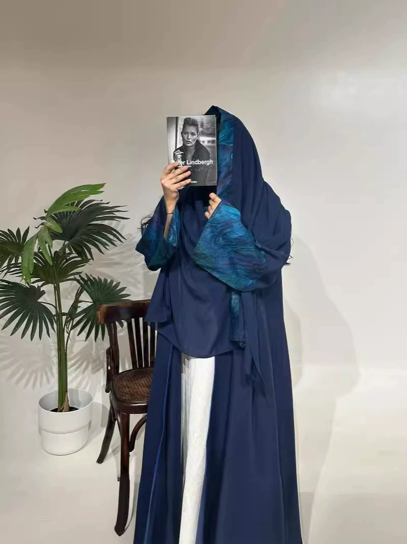 DS24036 Fashion Middle East Muslim 2024 весна-лето новый стиль вставной рукав дышащий халат с платком-головным убором