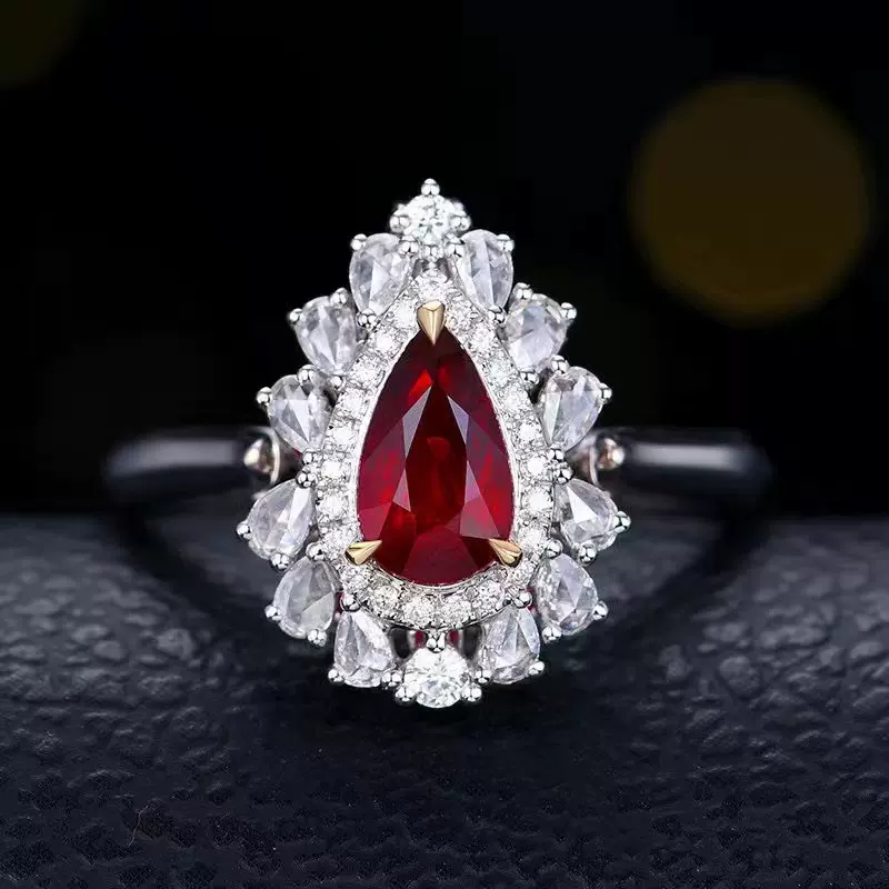 收藏品1.11克拉18K金无烧鸽血红红宝石戒指吊坠两用款 AIGS证书