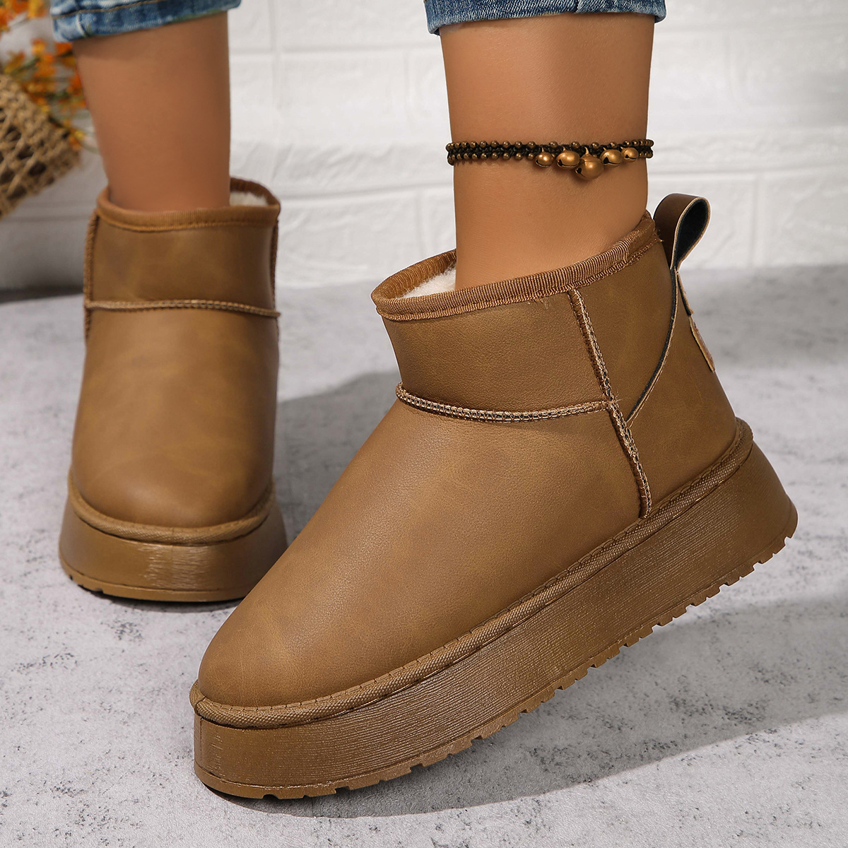 Damenschuhe Schneestiefel mit dicker Sohle, wasserdicht, große Schneestiefel, Winter, Kaschmir, verdickt, rutschfest, nordöstlich, große Baumwollschuhe_voghion.com