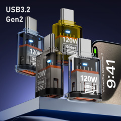 120w透明USB-A Type-c超高速充電アダプタは、OTG機能携帯電話コンピュータアダプタをサポートしています