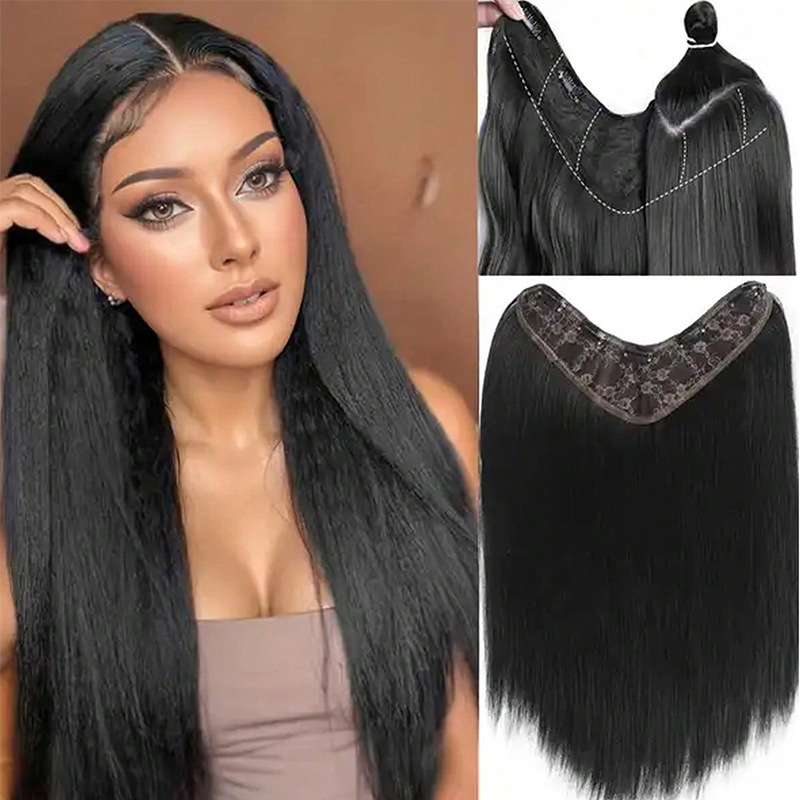 Foreign Trade Wig Women's One-Piece U-Shaped Invisible Traceless Hair Extensions 70cm Long Straight Hair Artificial Hair Extensions Wholesale Foreign Trade Wig Women's One-Piece U-Shaped Invisible Traceless Hair Extensions 70cm Long Straight Hair Artificial Hair Extensions Wholesale
