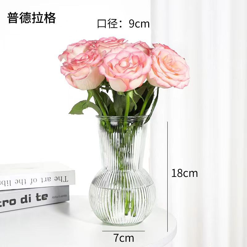 Florero de vidrio creativo flores Rosa rábano verde hidropónico gran arreglo de flores al por mayor florero adornos de decoración de escritorio