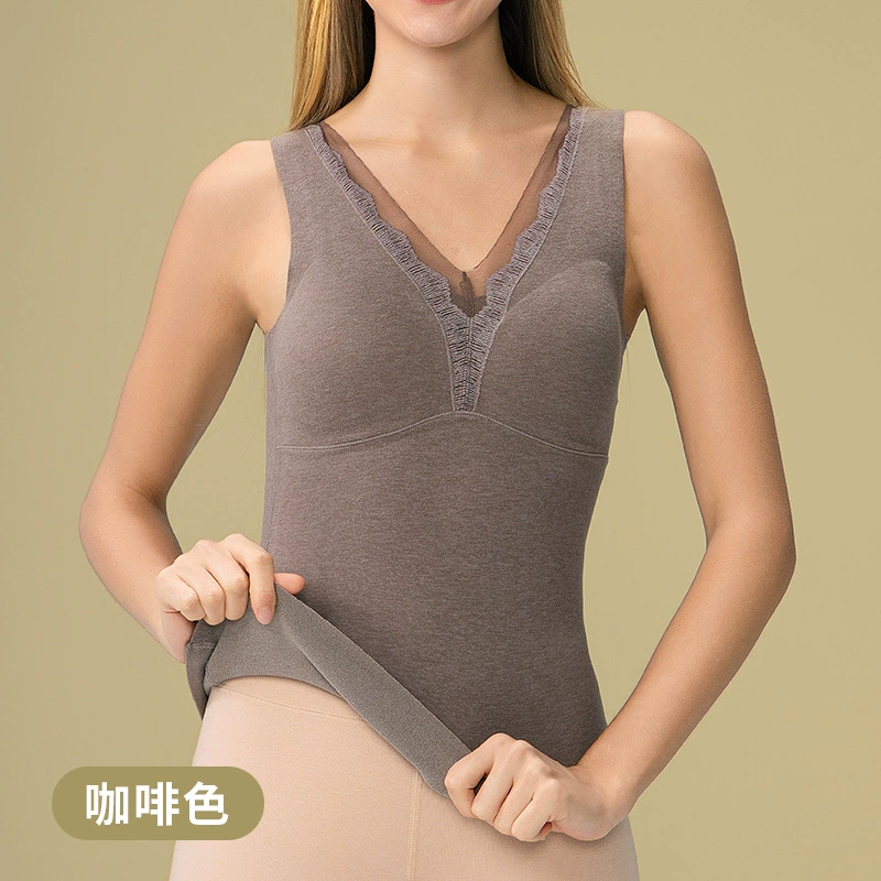 Тёплое бельё underwear, майка, шерстяная кружевная шелковая основа тело-дружелюбная топ с чашками