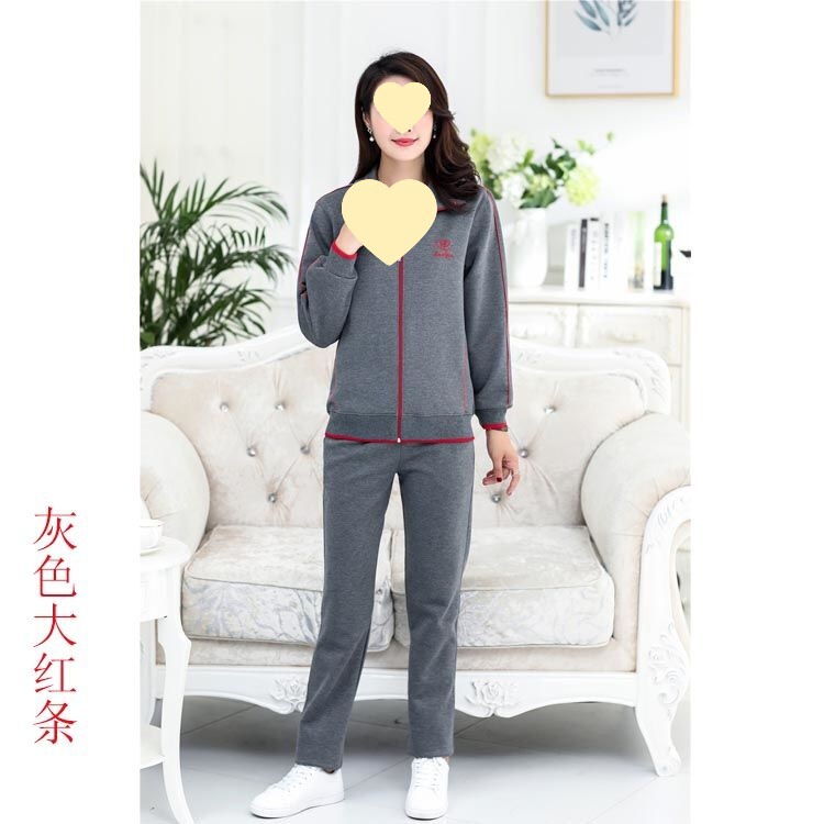 妈妈两件套款宽松中老年晨练运动服套装女秋季春秋老年人休闲大码|undefined