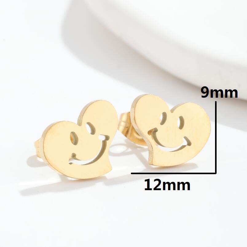 Fashion Heart Shape Stainless Steel Plating Ear Studs 1 Pair