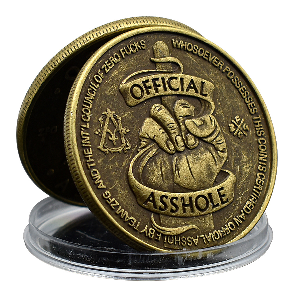 European and American Retro Stray Coin Vertical Middle Finger Commemorative Medallion Spoof Coin Creative Commemorative Coin Collection Gift