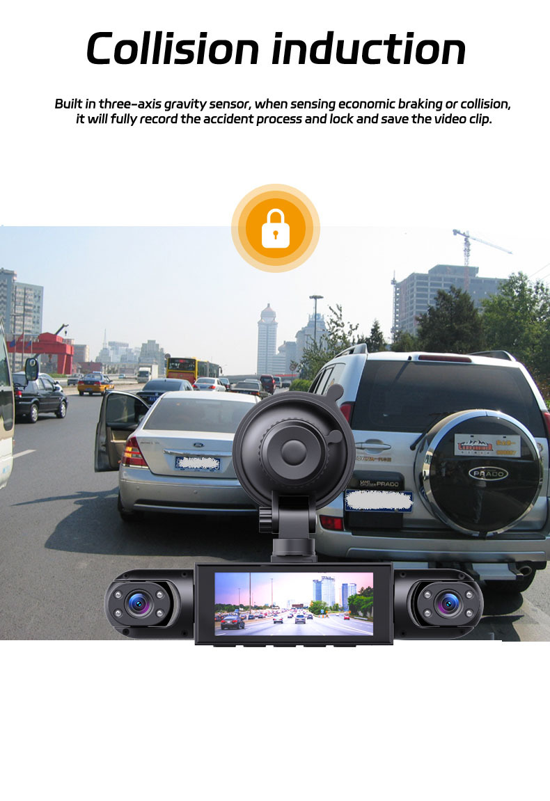 Y108 Cross-Border 4-Channel Four-Lens 3.16inch Popular Dash Cam Hd 1080P Infrared Night Vision Parking