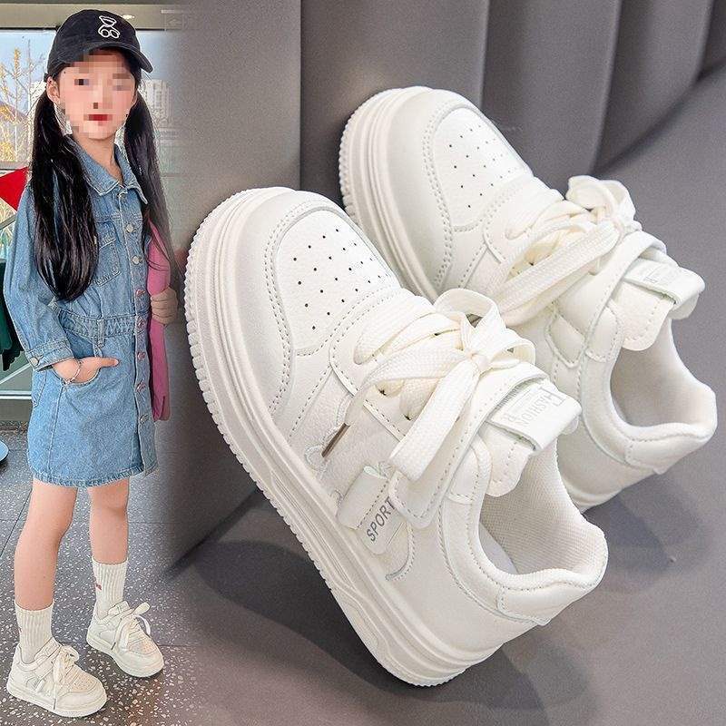Girls' School White Shoes 2025 Spring & Fall New Boys' Sports Shoes Kidsren's Lightweight Sneakers Children's Day Student Performance Shoes