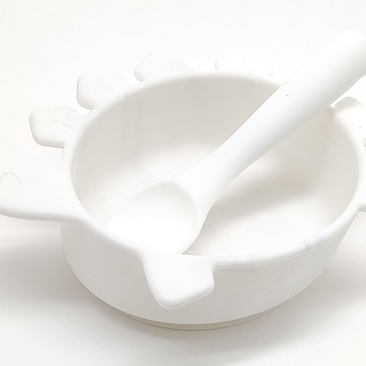 실리콘그릇[익룡투피스세트]밥그릇+둥근손잡이숟가락[마블화이트](마블화이트)