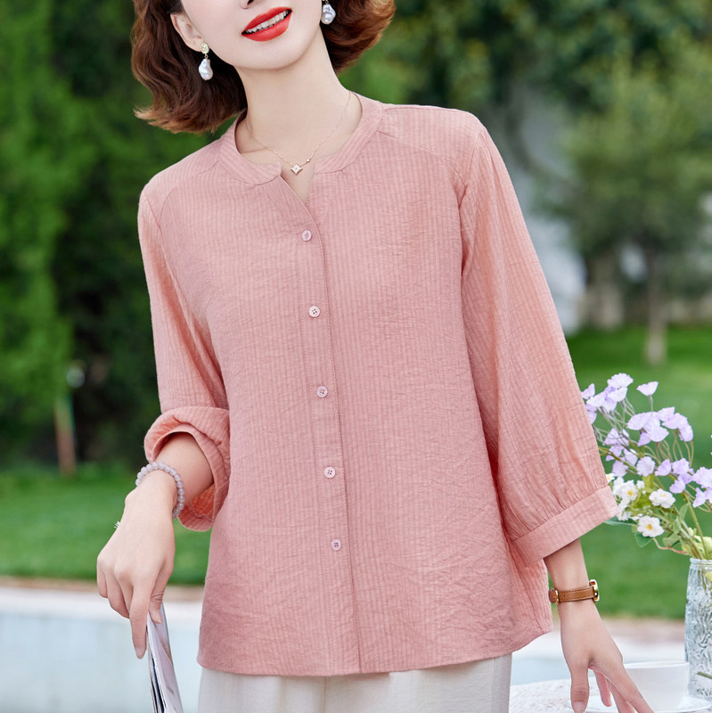 Mom's Spring Tops 2026 New Stylish Round-Neck Shirts with Three-Quarter Sleeves, Loose-Fitting Shirts for Middle-Aged and Elderly Women Mom's Spring Tops 2026 New Stylish Round-Neck Shirts with Three-Quarter Sleeves, Loose-Fitting Shirts for Middle-Aged and Elderly Women