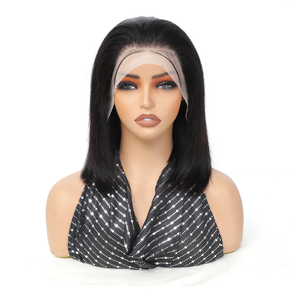 Echthaar Bob Perücke Mit Front Lace Und Glattem Haar_voghion.com