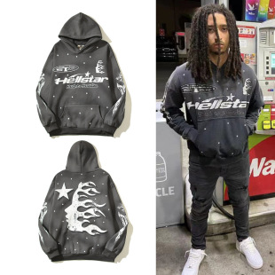 Трансграничная оптовая продажа Travis Scott ад звезды с печатным пламенем единорог с капюшоном свитер хлопковая куртка