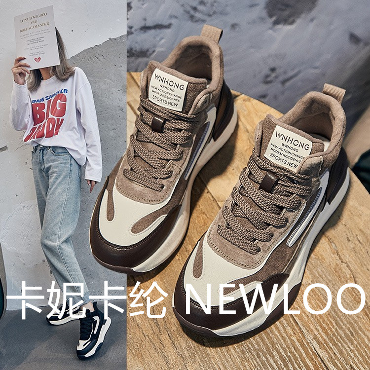 Otoño y invierno nuevos zapatos de alto nivel para mujeres de color combinado con cordones de terciopelo casuales en la moda Kanika Kanekalon