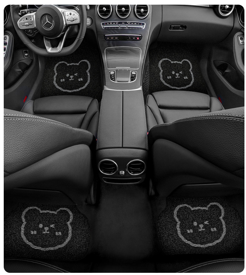 Car Wire Loop Floor Mat Single Piece Cute Cartoon Design for Women Universal Car Carpet Mat Anti-Dirt Easy to Clean for the Driver's Seat