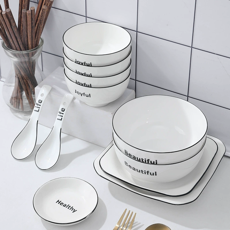 Ceramic white high quality tableware for home use, English