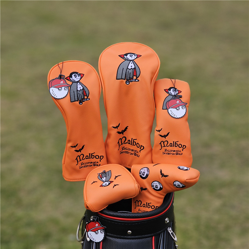 Golf clubs, helmet