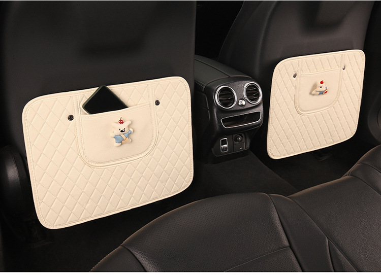 Car Seat Back Anti-Kick Pad Car Seat Back Pad Anti-Dirty Pad with Storage Bag Children's Rear Anti-Kick Pad