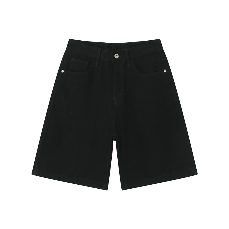 Quần short bò nam ống đứng dáng suông, lưng cao, mùa hè — Màu trắng, Màu đen