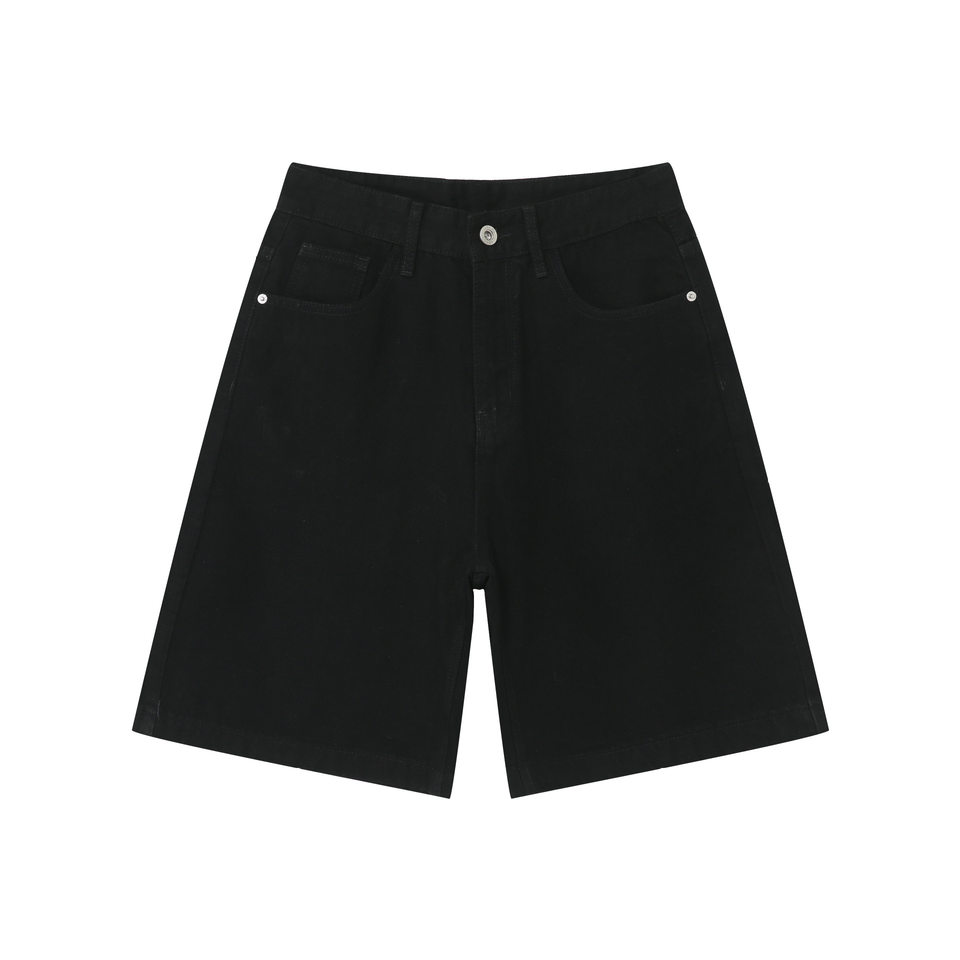 Quần short bò nam ống đứng dáng suông, lưng cao, mùa hè — Màu trắng, Màu đen
