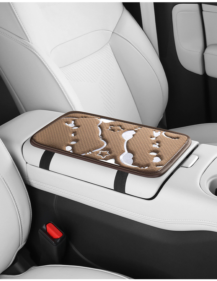 Cross-border cute armrest box pad car cat embroidery four seasons universal armrest pad car center armrest hand pad