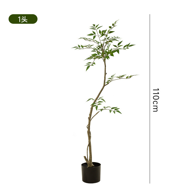 Simulación de plantas verdes Sensación avanzada Bambú Nantian Planta en maceta de piso grande Sala de estar interior Árbol falso biónico Decoración de plantas