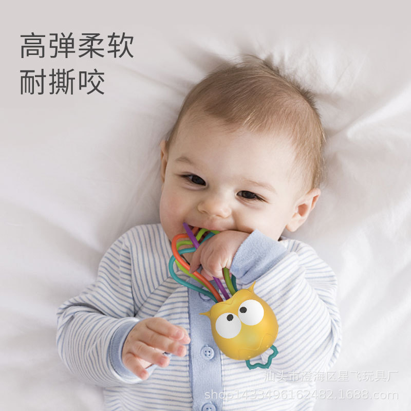 Sonajero mordedor para bebés de 0-1 año, campana de cama tranquilizadora, juguete de diversión