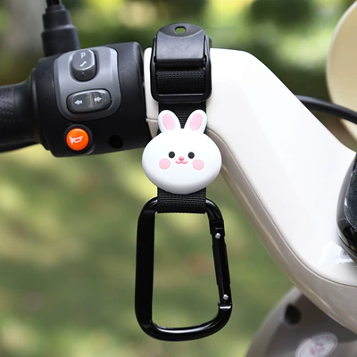 Other Electric Vehicle Accessories: Vehicle Hook Front Universal - black-webbing-square-buckle-little-white-rabbit-long-36cm