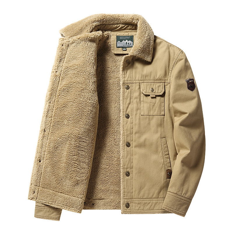 Men's 2023 Autumn and Winter New Washed Cotton Velvet Thickened Casual Fashion Lapel Men's Jacket Coat Men