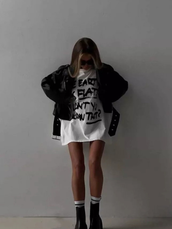 個性シンプルなドーパミンデザインアメリカンレタープリント綿100% Tシャツルーズカジュアルトップトレンディイン|undefined
