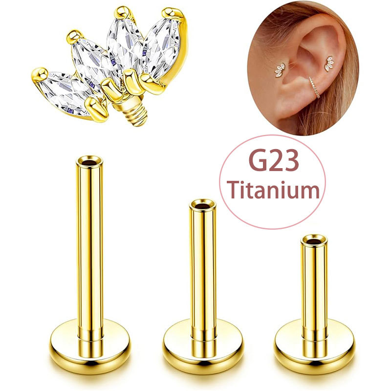 Silver pointed spike labret stud material detail