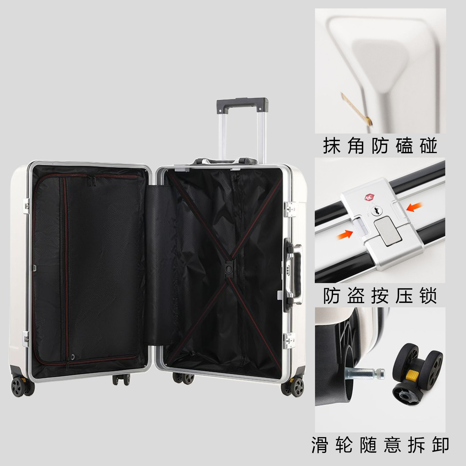 Maleta de tracción de nueva marca, maleta de estudiantes duradera de gran capacidad, maleta de viaje recargable para hombres y mujeres, maleta de contraseña silenciosa