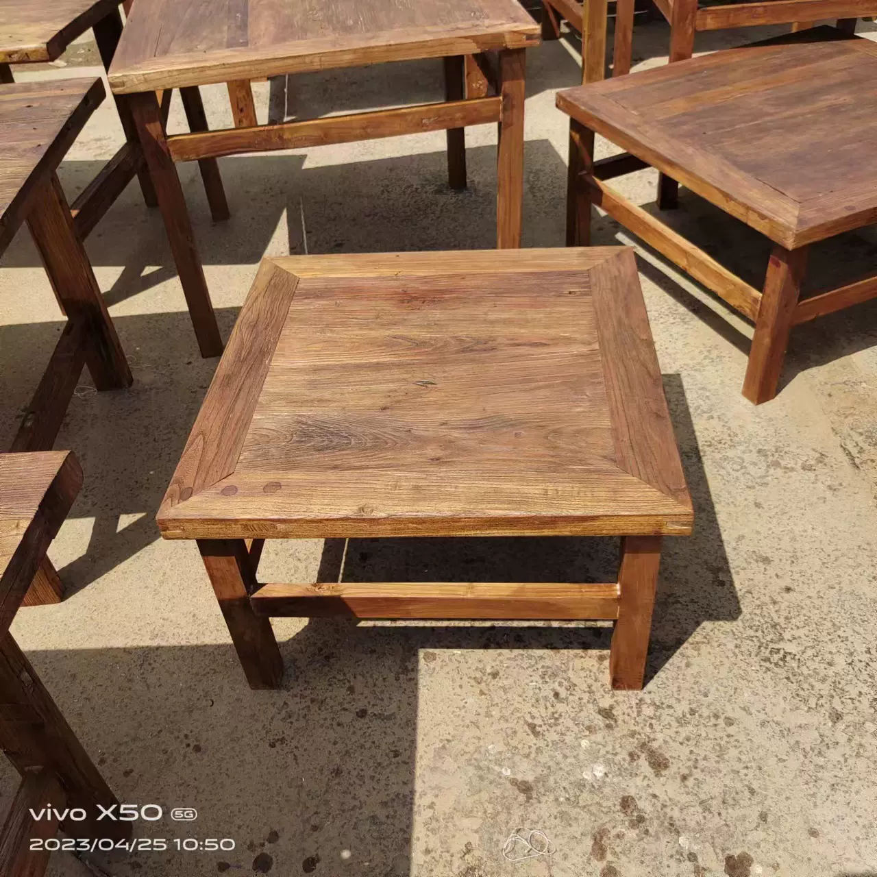 老榆木方桌餐桌茶桌旧木板桌八仙桌桌复古长凳子批发