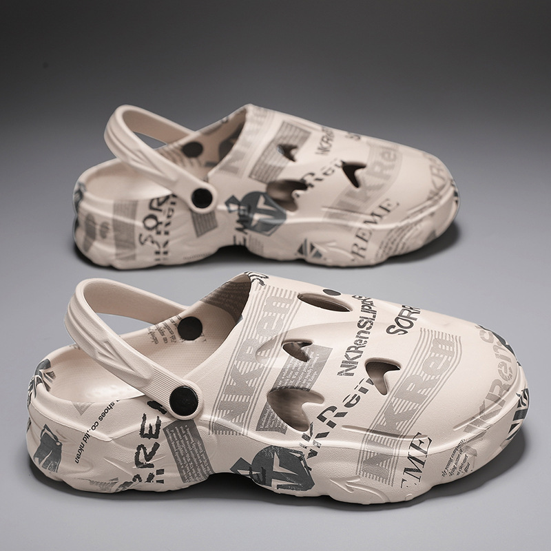 Zapatillas de verano para hombres con suela gruesa, sandalias de playa, zapatos de mierda, dos zapatos de hombre al aire libre.