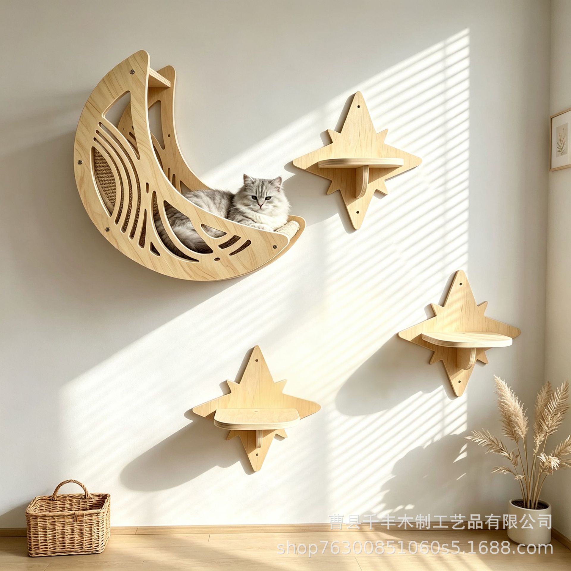 In-stock wooden cat climbing frame set, wall-mounted cat hammock, cat bed, cat climbing frame, step stool, pet toy