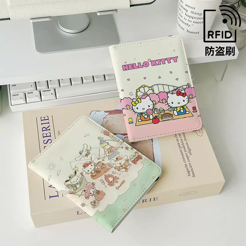 Санрио, hello kitty, чехол для паспорта в мультяшном стиле, универсальный защитный чехол, держатель карт для путешествий, портативная система хранения