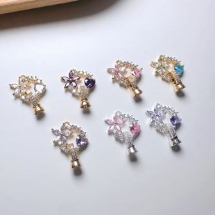 Gold-Plated Micro-Inlaid Zircon Pearl Clasp Heart Necklace Bracelet Clasp Jewelry Connector DIY Accessories Handmade Materials