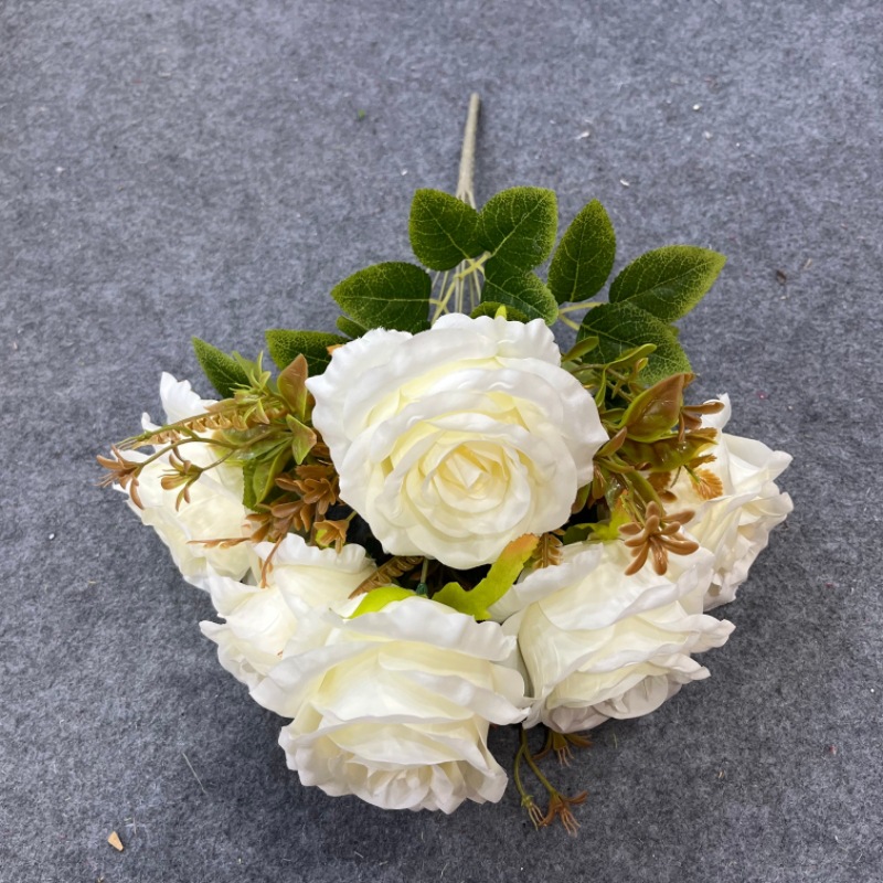 Ramo de Rosas Artificiales de Seda en Relieve para Mesa de Comedor y Boda image 14