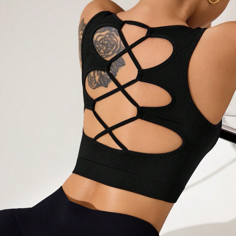 Yoga Clothes for Women Summer Black Sexy Backless Four-Way Stretch Seamless Quick-Dry Top Tennis Fitness Sports Tank Top