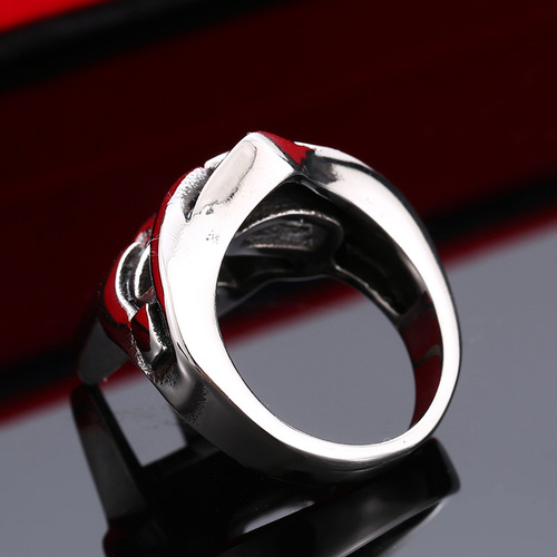 beier European and American foreign trade stainless steel men's ring jewelry retro personality mask titanium steel ring wholesale