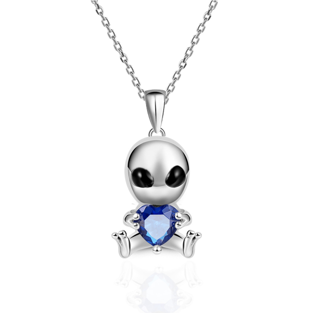 Collana con pendente alien in cristallo blu scuro gioielleria_voghion.com