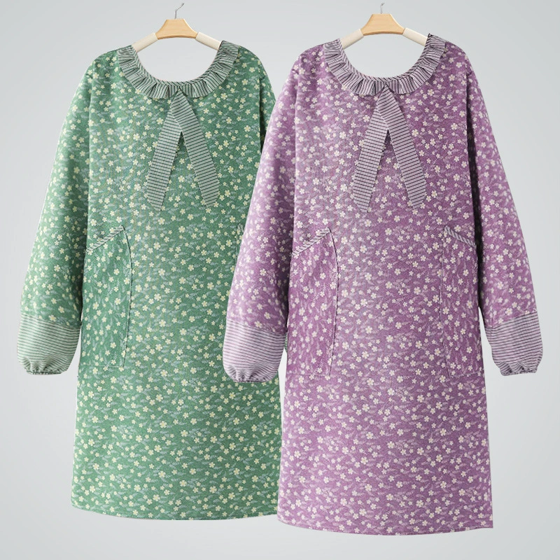 Холщовый бытовой простой антипригарный фартук с длинными рукавами, рабочая одежда, кухонный бытовой женский противообрастающий комбинезон для взрослых